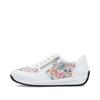 Rieker Laced Trainer With Side Zip - White Combi